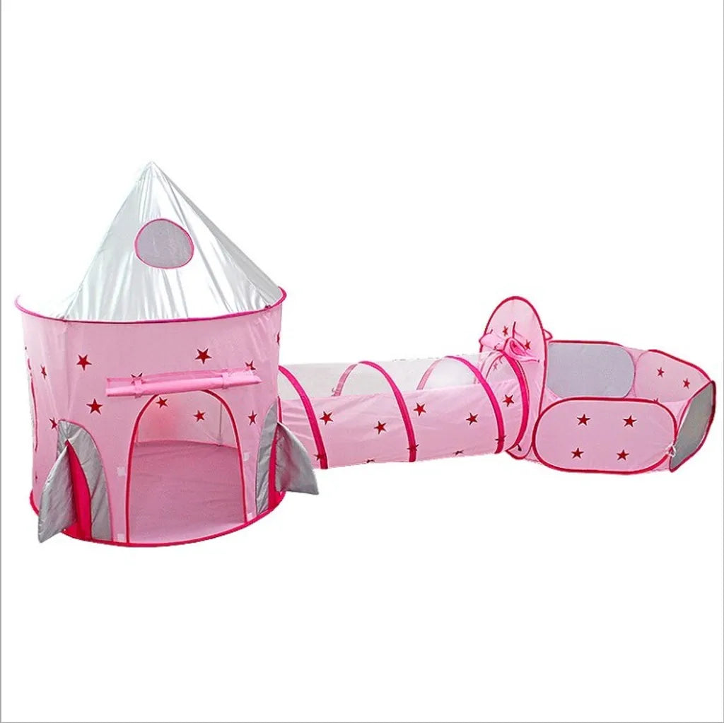  3-Teiliges Kinder Spielzelt Tunnel Spielplatz Pop-up Spielhaus Kinder Zelt Mit Krabbel Tunnel Und 1 Basketball-Korb