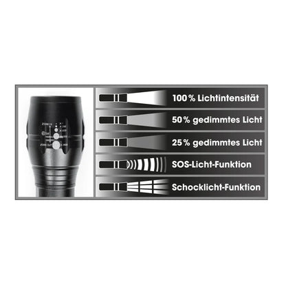  EASYmaxx LED Security Funktions Taschenlampe Sicherheit Bis 150m Metallgehäuse