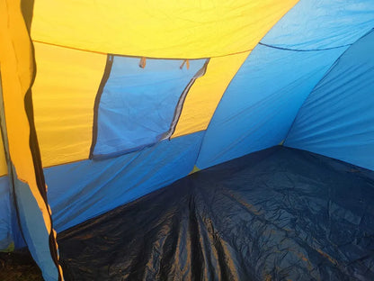 Campingzelt 4-6 Personen Outdoorzelt Zelt Familienzelt Tunnelzelt Gelb-Blau Neu