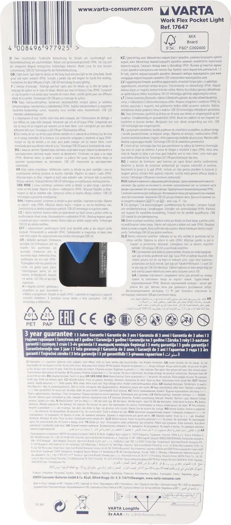  Varta Work Flex Pocket Light 3AAA Mit Batt.