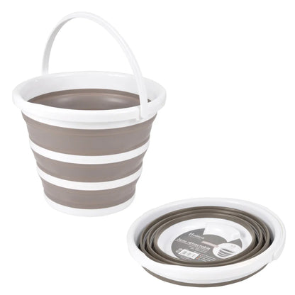  10L Eimer Faltbar Falteimer Wassereimer Camping Angeln Putzeimer Outdoor Campen, Farbe:Taupe