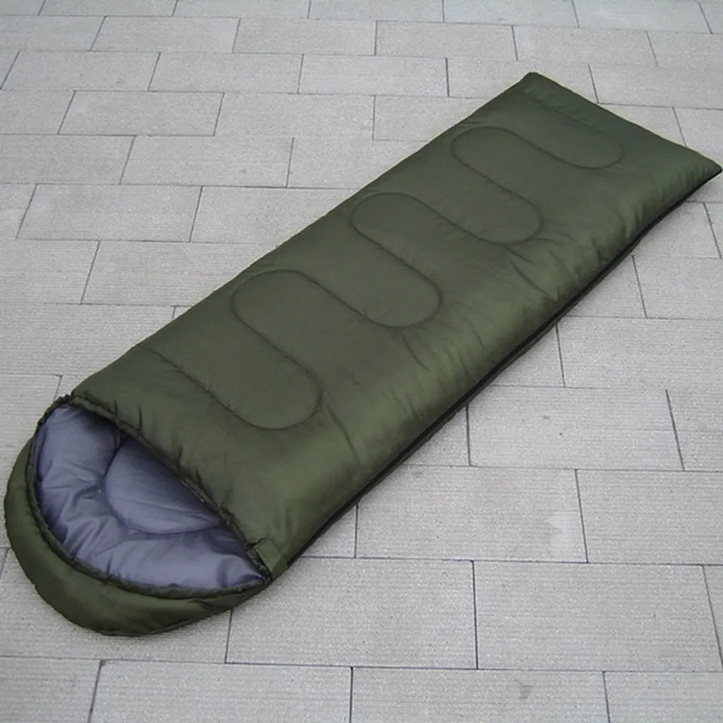  Outdoor Umschlag Schlafsack Camping Ultraleichter Schlafsack Mit Kappe, Armeegrün