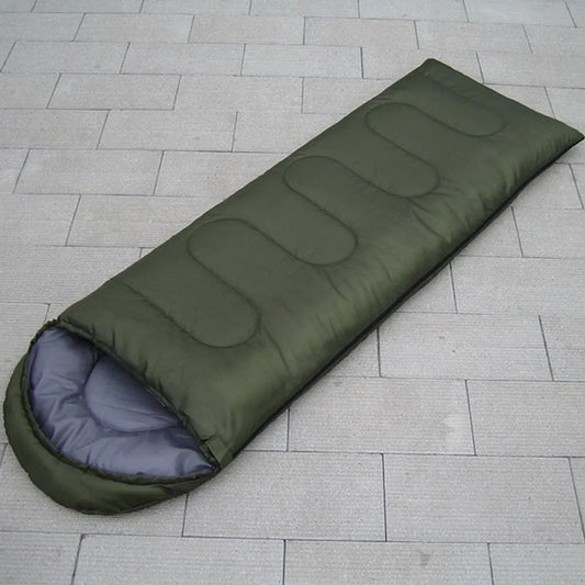  Outdoor Umschlag Schlafsack Camping Ultraleichter Schlafsack Mit Kappe, Armeegrün