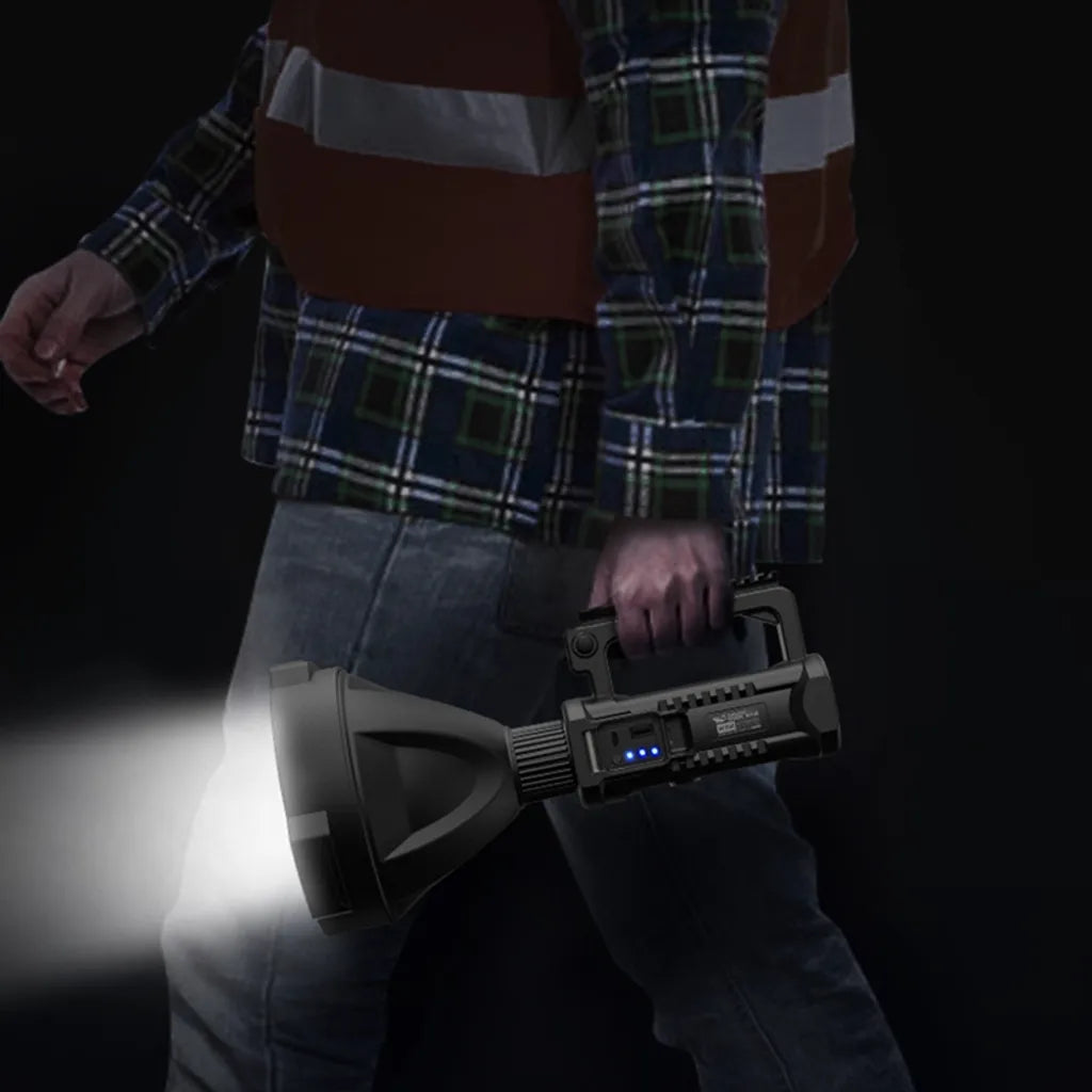  90000 Lumens Wiederaufladbare LED Scheinwerfer Taschenlampe Suchscheinwerfer Mit Stativ & USB-Ausgang