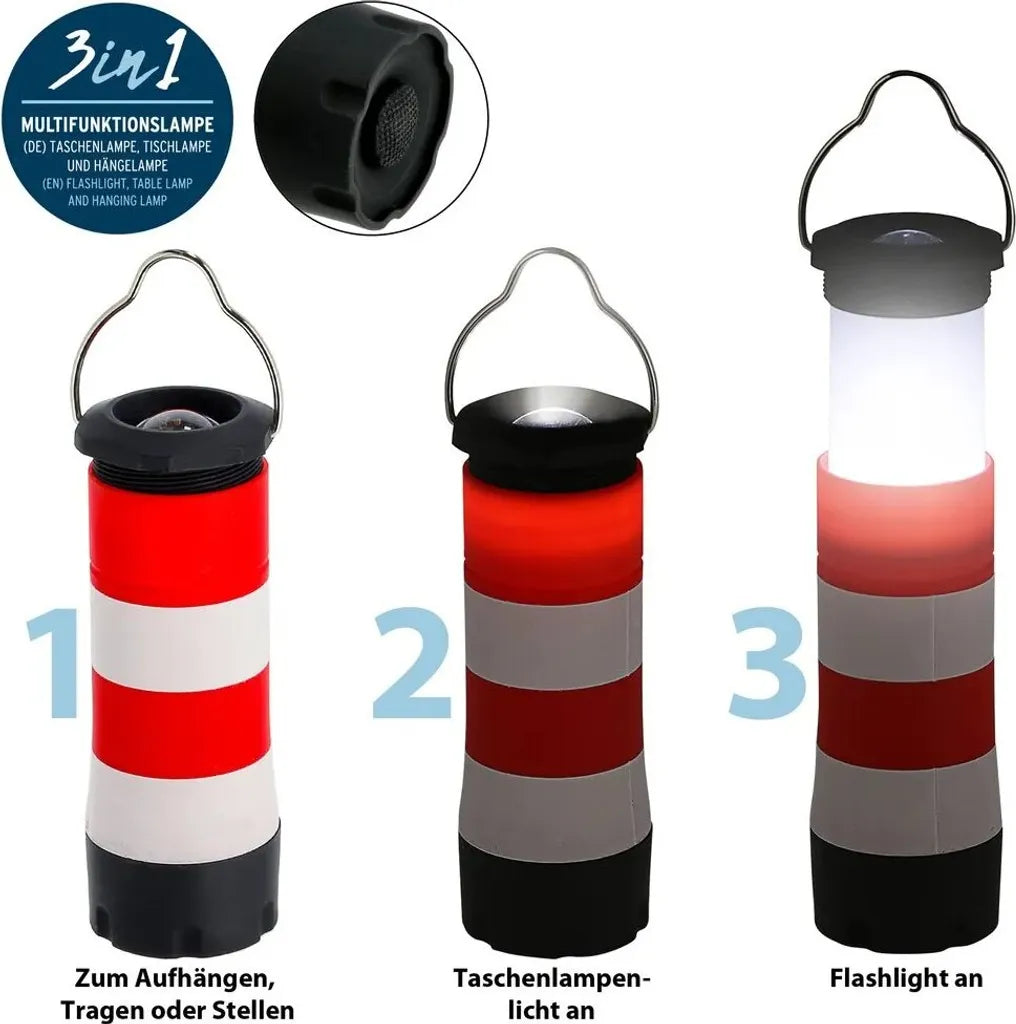  3in1 Taschenlampe Leuchtturm Multifunktionslampe Tischlampe Hängelampe Lampe Ausziehbar Zoomfunktion