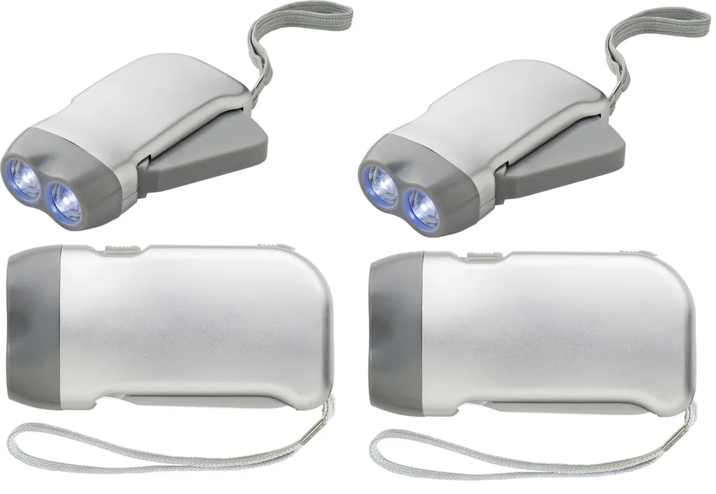 2x Dynamo Taschen Lampe 2 LED Taschenlampe Lampe Camper Kurbellampe Prepper Gr.S