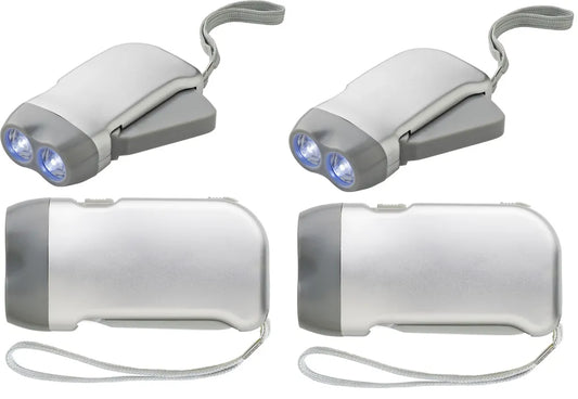  2x Dynamo Taschen Lampe 2 LED Taschenlampe Lampe Camper Kurbellampe Prepper Gr.S
