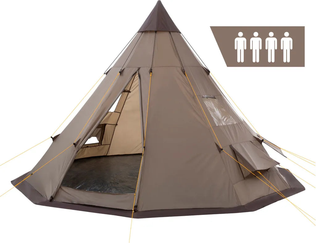  CampFeuer Tipi Zelt Spirit Für 4 Personen | Braun | 3000 Mm Wassersäule