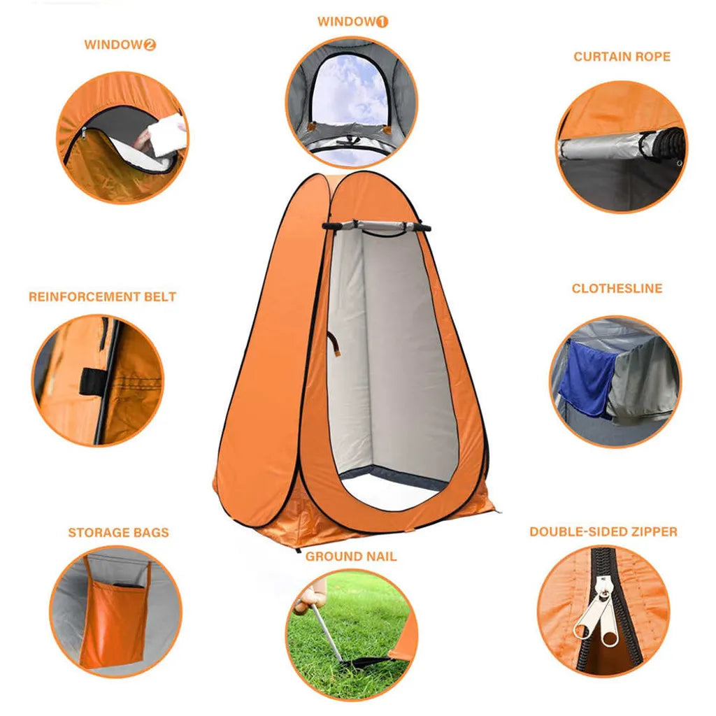  Duschzelt Toilettenzelt Umkleidezelt Camping Zelt Beistellzelt 150X150X190CM Orange
