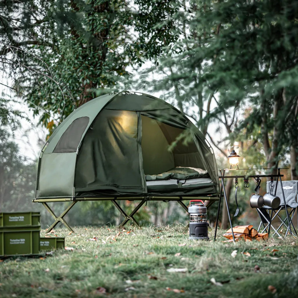  SoBuy® Feldbett 4in1-Zelt Mit Campingliege Schlafsack Luftmatratze Und Zubehör 1 Person OGS32-GR