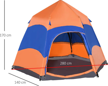 OUTSUNNY Quick-Up-Zelt Doppelwandzelt Outdoor Familienzelt Pop-Up Für 4–6 Personen 4 Jahreszeiten Wasserdicht