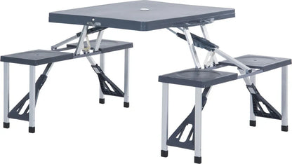  Outsunny Alu Campingtisch Picknick Bank Sitzgruppe Gartentisch Mit 4 Sitzen Klappbar Dunkelgrau