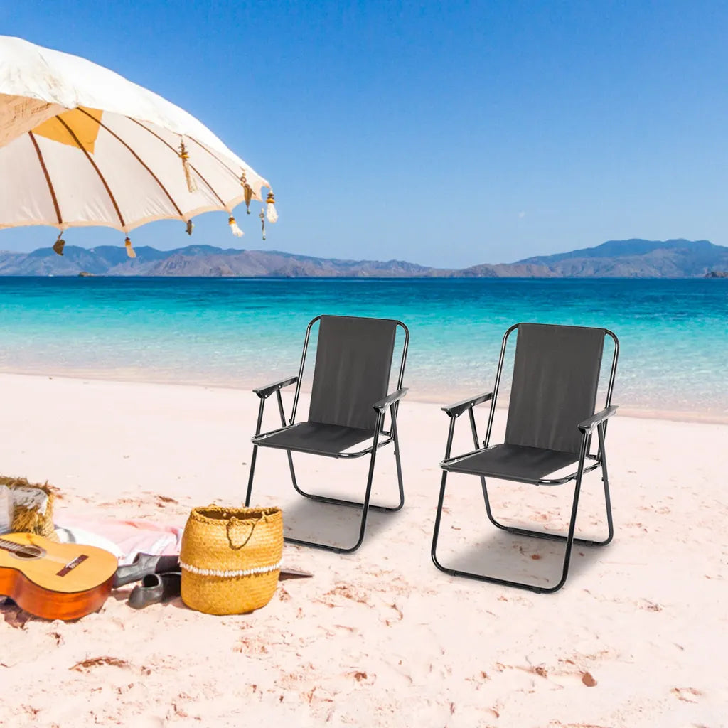  Intimate WM Heart Campingstuhl, 2er-Set Faltbarer Stuhl Mit Armlehne, Bequemer Strandstuhl, Tragbarer Relaxstuhl,Schwarz
