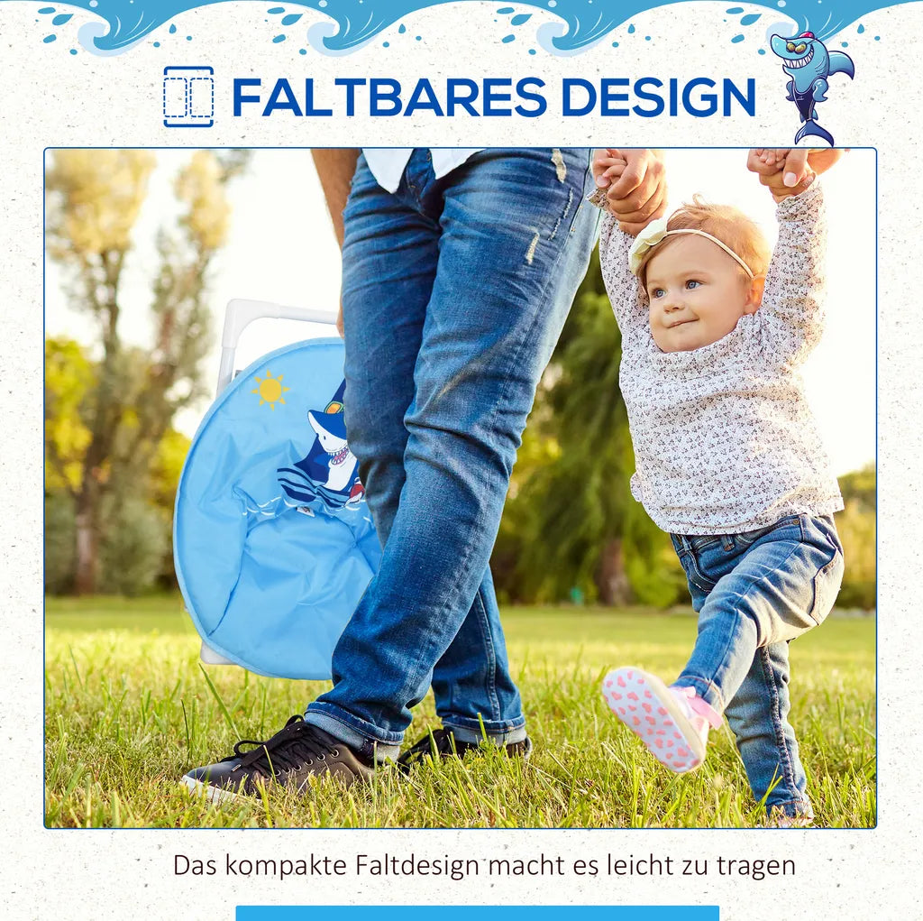  HOMCOM Moonchair Campingstühle Kinder Mondstuhl Faltbar Kinder-Klappsessel Klappbar In-& Outdoor Leicht Zu Tragen Für Kleinkind Mädchen Junge Stahl Blau Ø50 X 49H Cm