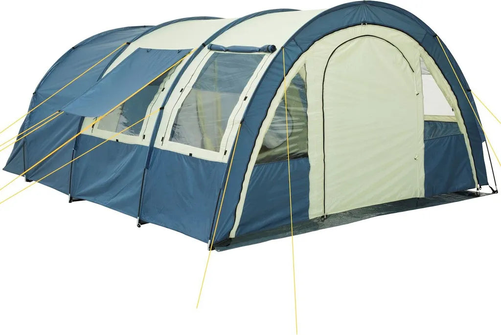  CampFeuer Zelt Multi Für 4 Personen | Blau/Sand | Tunnelzelt 5000 Mm Wassersäule