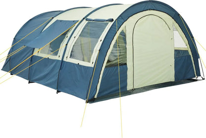  CampFeuer Zelt Multi Für 4 Personen | Blau/Sand | Tunnelzelt 5000 Mm Wassersäule
