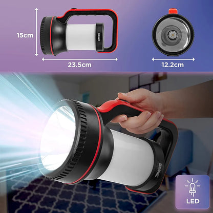  Duronic RL74 Taschenlampe | Mit Laterne Im Gehäuse | LED Mit 320 Lumen | 10.000 MAh Wiederaufladbarer Strahler Mit Drei Leuchtmodi | Für Camping Und Stromausfall | Helle Outdoor Lampe | Mit Handgriff