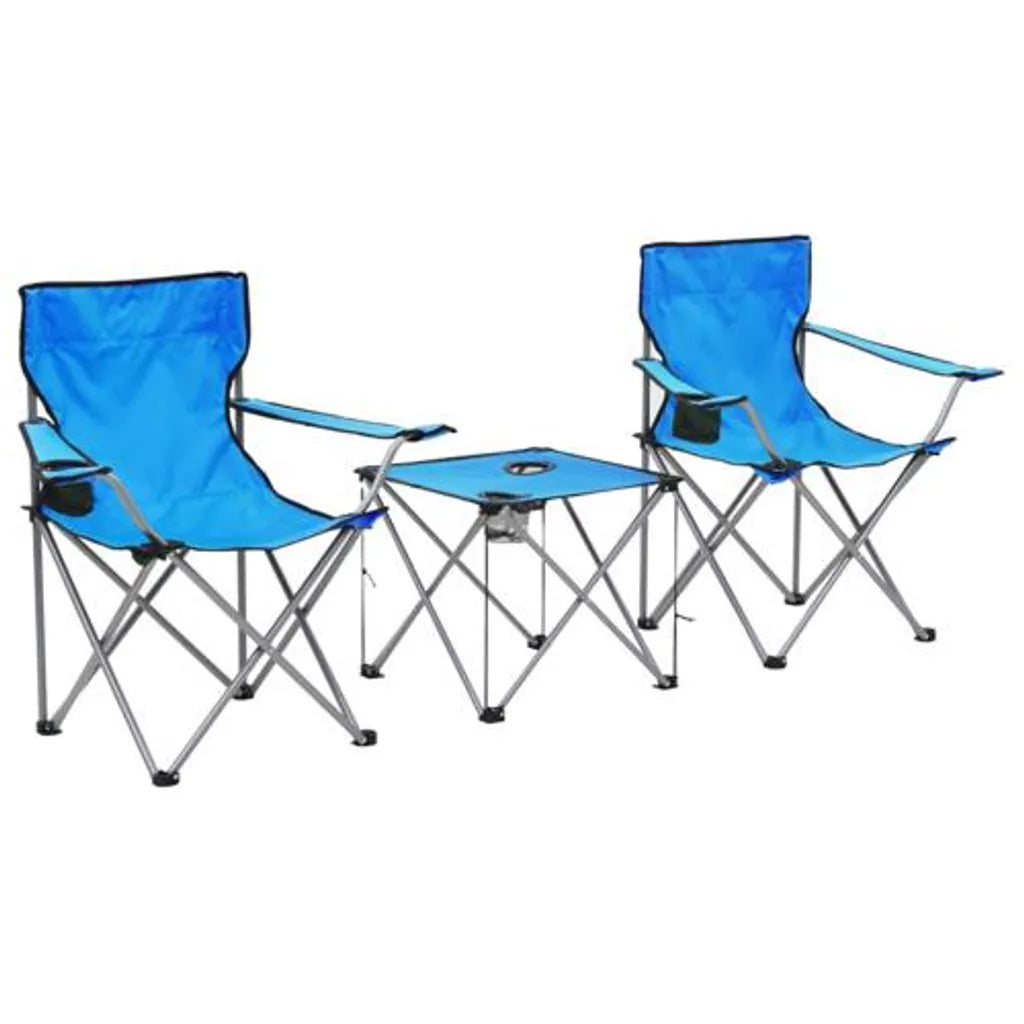  FCH Campingmöbel 3-tlg. Klappbar Campingtisch Campingstuhl Blau