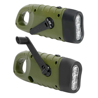  2x Handkurbel Solar Dynamo Taschenlampe Licht Outdoor Reise Notfall LED Taschenlampe, Grün