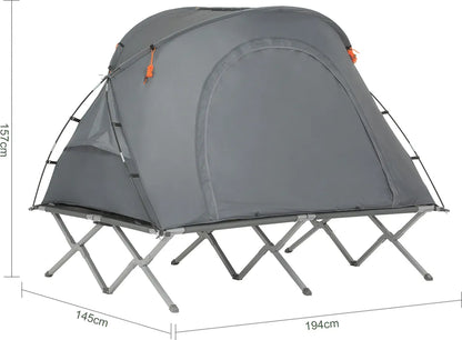  SoBuy OGS60-L-HG Feldbett Mit Zelt Feldbett 4in1-Zelt Mit Campingliege Schlafsack Wurfzelt Matratze Und Zubehör Zelt 2 Personen 2 Mann Zelt