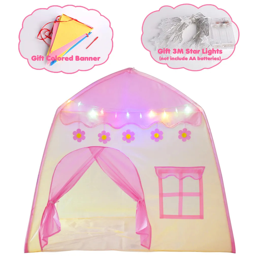  Kinderspielzelt Blühende Blumen Kinderzelt,Spielzelt Prinzessin Traum Schloss Burg Haus Für Mädchen, Im Kinderzimmer, Indoor/innen/außen/draußen,（Pink + Gelb）