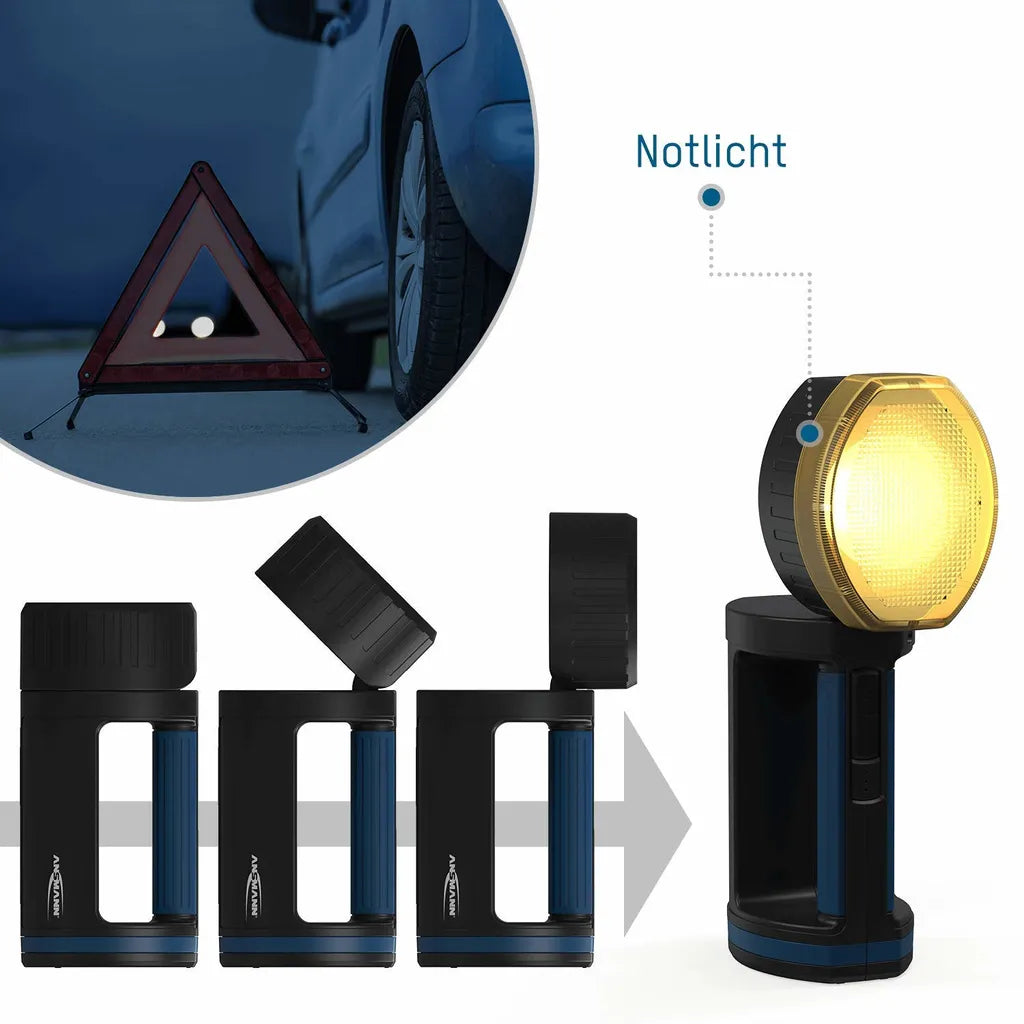  ANSMANN Akku LED Handscheinwerfer Aufladbar - Mit 3 Modi (100%, 30%, Blinken)