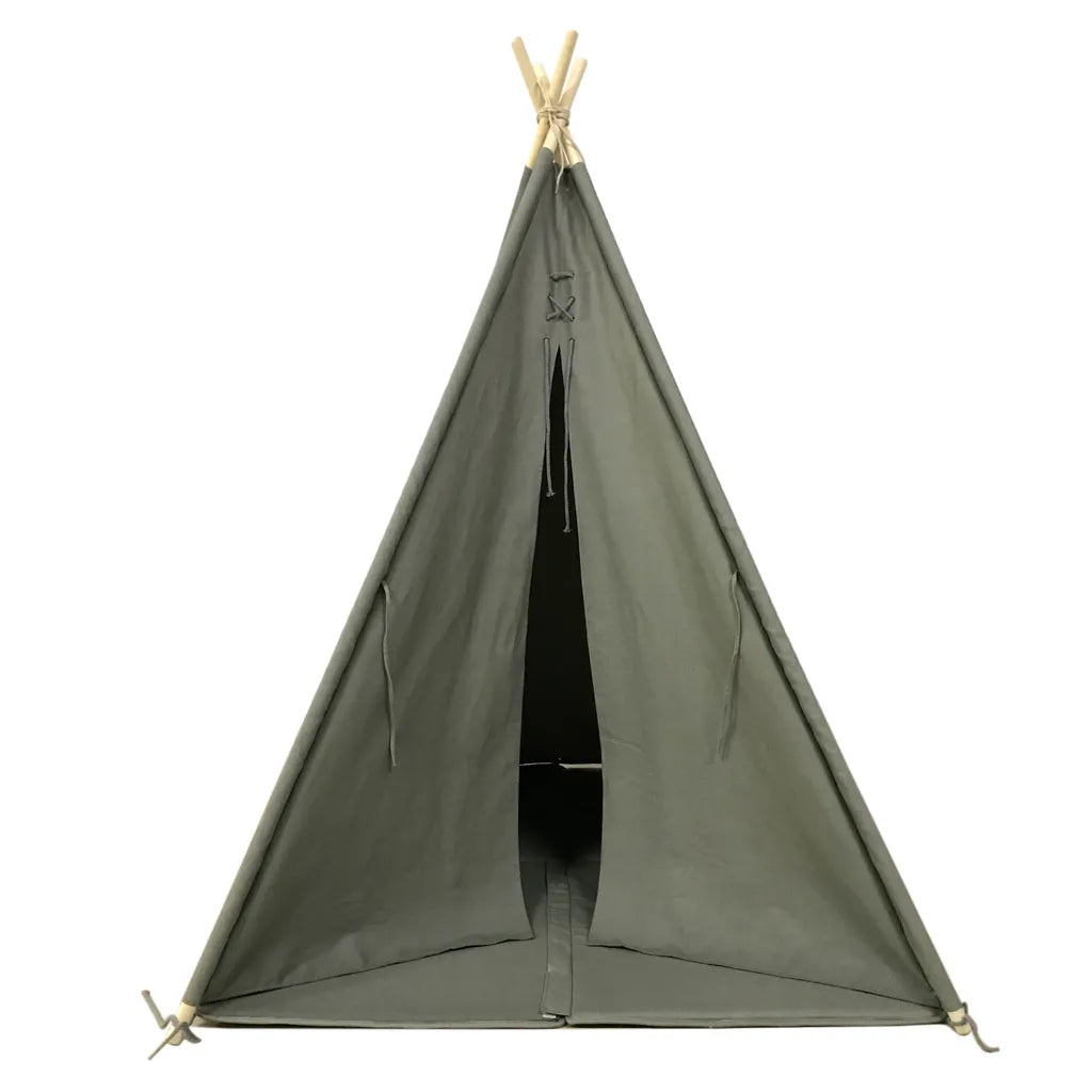  SUNNY Alba Tipizelt Für Kinder In Grau | Indienner / Tipi / Wigwam Zelt Mit Boden Für Kinderzimmer | Spielzelt Aus Baumwolle 120x120 Cm