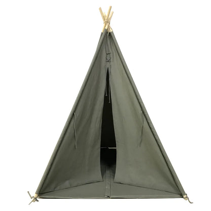  SUNNY Alba Tipizelt Für Kinder In Grau | Indienner / Tipi / Wigwam Zelt Mit Boden Für Kinderzimmer | Spielzelt Aus Baumwolle 120x120 Cm