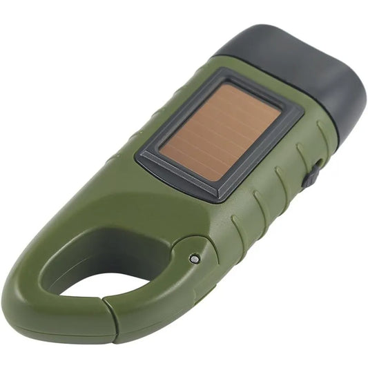  LED Taschenlampe, Handkurbel Solar Karabiner Taschenlampe Für Camping/Outdoor-Klettern/Wandern - Grün