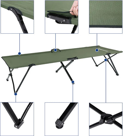  SONGMICS Campingbett Armeegrün Oxford-Gewebe XL 206 X 75 X 45 Cm Bis 260 Kg Belastbar Feldbett Stahl Gartenliege Sonnenliege GCB25J