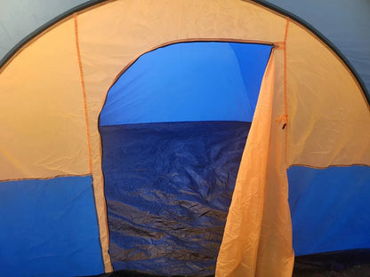  Campingzelt 4-6 Personen Outdoorzelt Zelt Familienzelt Tunnelzelt Gelb-Blau Neu