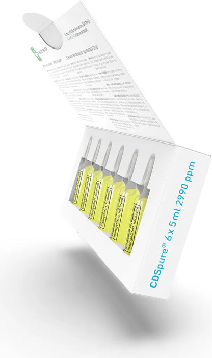  AQUARIUS Pro Life ® - CDSpure 6x5ml I Nanogefiltert & Hochrein I Chlordioxid-Fertiglösung (0,299%) In Klarglas Ampullen I 5 Jahre Ungekühlt Haltbar I 2990ppm I CDL Tropfen I Premium CDS I Das Original