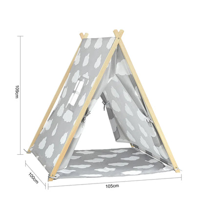  SoBuy OSS02-F01 Spielzelt Zelt Für Kinder Mit 2 Türen Und Einem Fenster Spielhaus (Hellgrau/Wolke) BHT Ca.: 105x109x100cm