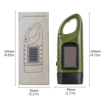  2er Solar LED Taschenlampe Handkurbel Wiederaufladbare Mit Wanderschnalle, Dynamo Taschenlampe, Taschenlampenkurbel Für Outdoor/Camping/Notfall (Grün+Schwarz)