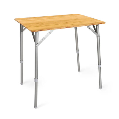  Navaris Bambus Campingtisch Faltbar - Klapptisch Belastbar Bis 30kg Für Outdoor Camping Angeln - Tisch Aluminium Beine - Klappbar Höhenverstellbar