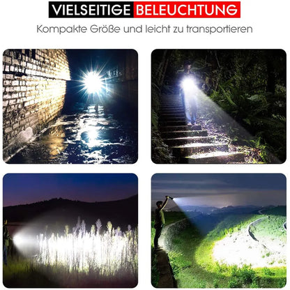  LED Taschenlampe Superhell Zoombar Taschenlampen Tragbare Handlampe Wasserdicht IPX6, Notlicht, Camping Wandern Outdoor Notüberleben Licht