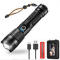  10000 Lumen Taschenlampe, LED Taschenlampe Extrem Hell 5000mAh USB Aufladbar 26650 Batterie Enthalten, 5 Lichtmodi, Zoombar, Lange Arbeitszeit Taktische Taschenlampe