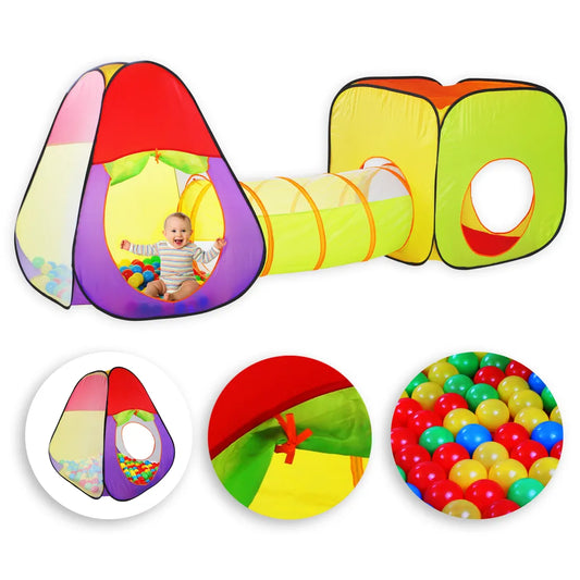  KIDIZ® Spielzelt Spielhaus Babyzelt ✓ 200 Bälle ✓ Bällebad ✓ Kinderzelt | Ideal Für Zuhause & Im Garten | Tasche | Tunnel, Größe:XL