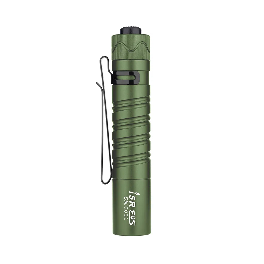  Olight I5R EOS Taschenlampe 350 Lumen Kalt Weiße LED 64 Meter Rechweite Und 37 Stunde Laufzeit Mit Heckschalter 1420mAh Batterie Per USB Wiederaufladbar Grün