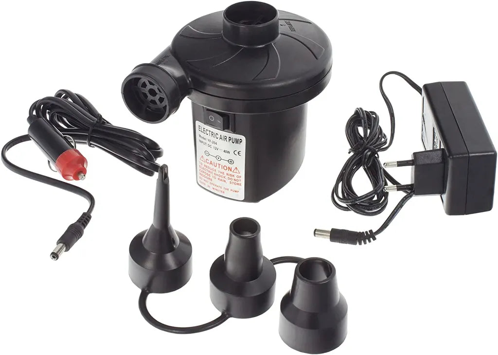  Smartfox Elektrische Kfz-Luftpumpe 50W | 12V/230V | Elektropumpe Und Gebläsepumpe | 3 Adapteraufsätze | Farbe: Schwarz