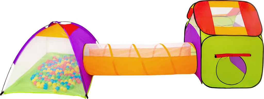  Tectake Spielzelt Mit Tunnel, 200 Bällen Und Tasche - Bunt