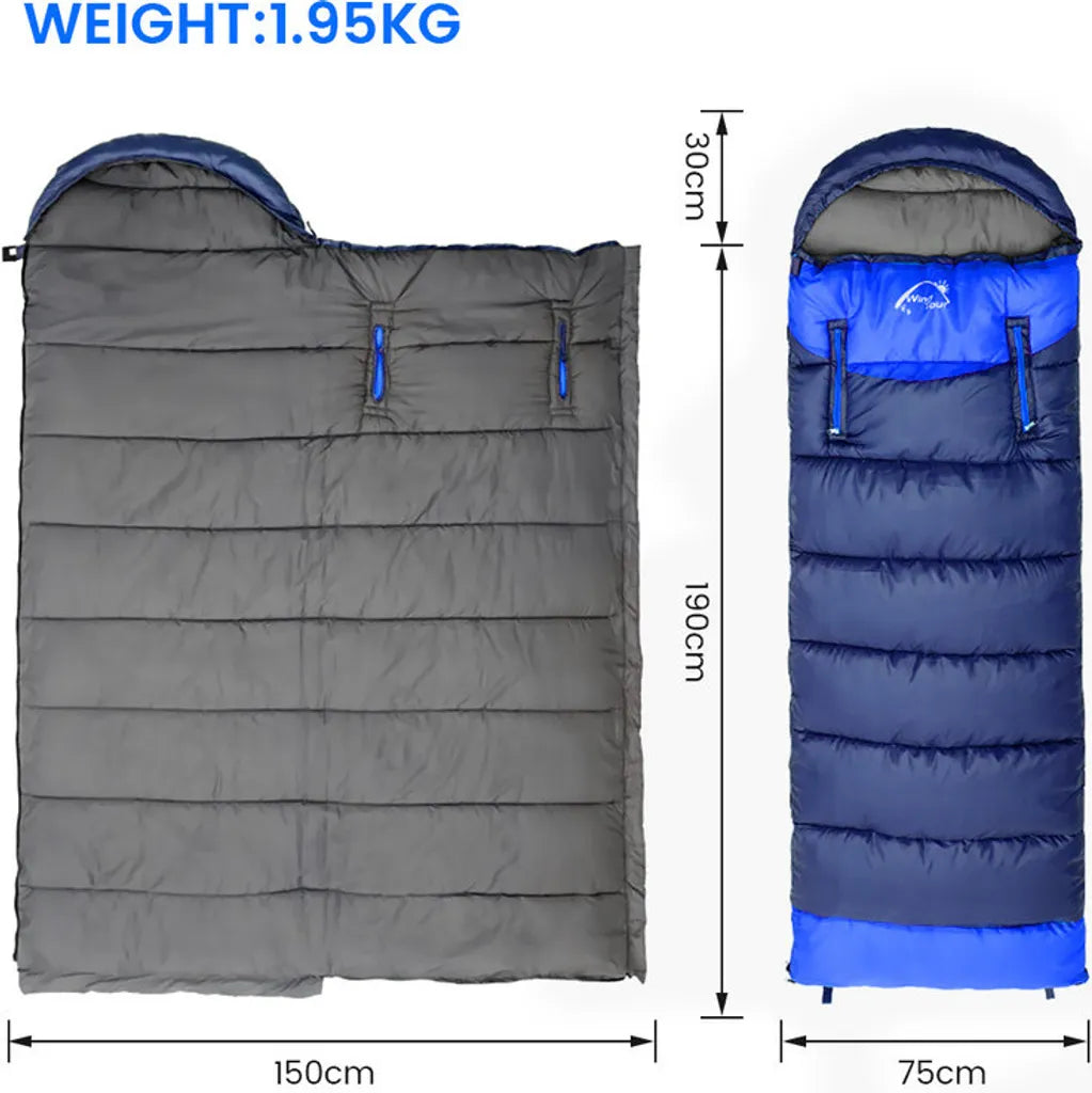  Links Schlafsäcke - Zum Zusammenzippen, Um Einen Riesigen Doppelschlafsack Zu Bilden - Camping, Wandern, Outdoor Blau