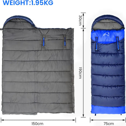  Links Schlafsäcke - Zum Zusammenzippen, Um Einen Riesigen Doppelschlafsack Zu Bilden - Camping, Wandern, Outdoor Blau