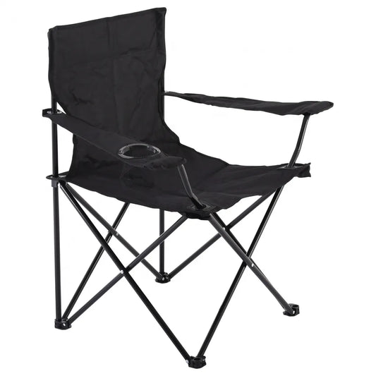  Raburg Angelstuhl JOE In SCHWARZ - Praktischer Faltstuhl Mit Armlehnen & Getränkehalter, Inklusive Tasche - Robust Für Camping, Strand, Angeln, Outdoor, Zuschauer, Jagd, Festival & Freizeit, Belastbar Bis 120 Kg