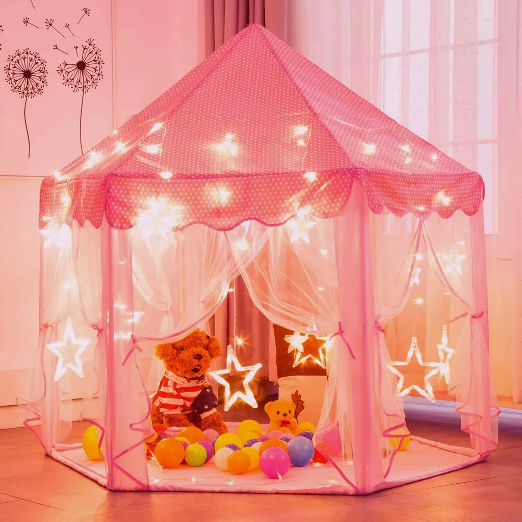  Kinderspielzelt Mädchen Prinzessin Zelt Innen & Draussen Castle Spielzelt Kinder Schloss Zelt - Weihnachten, Geburtstag Geschenk Für Kinder ( Rosa )
