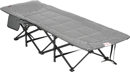  Outsunny Feldbett Campingbett, Campingliege Mit Tasche, Klappbett Mit Becherhalter, Für Schwimmbad, Balkon, Bis 120 Kg, Schwarz, 68 X 186 X 48cm