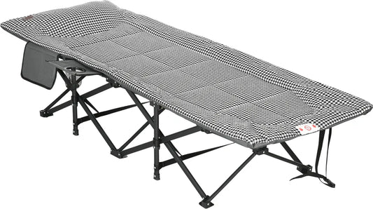  Outsunny Feldbett Campingbett, Campingliege Mit Tasche, Klappbett Mit Becherhalter, Für Schwimmbad, Balkon, Bis 120 Kg, Schwarz, 68 X 186 X 48cm