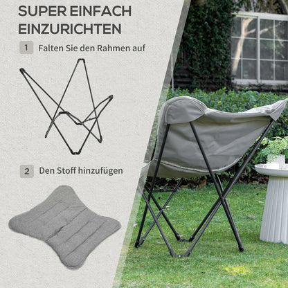  Outsunny Campingstuhl Tragbar Klappbar Gartensessel Regiestuhl Klappsessel Modern Design Für Outdoor Picknick Max. Belastung 120 Kg Hellgrau 88 X 74 X 84 Cm