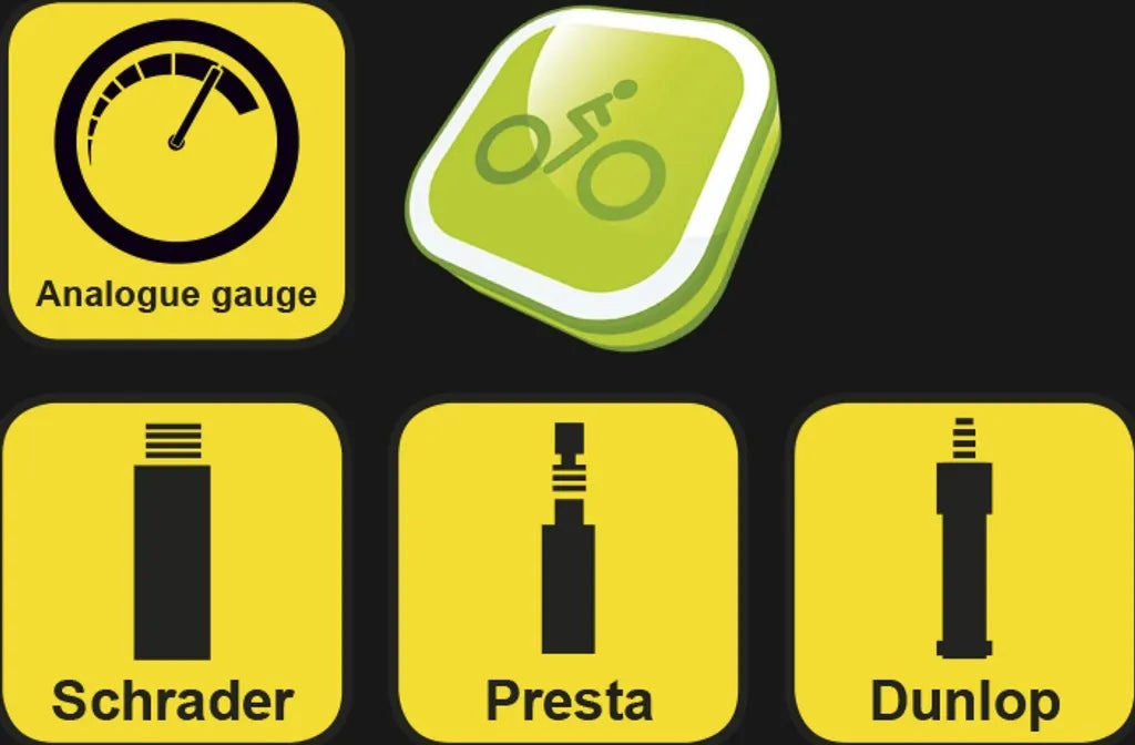  Fahrradpumpe Mit Manometer - Luftpumpe Für Alle Ventile - Standpumpe Für Dunlop-Ventil - Presta-Ventil Und Auto-Ventil - Schwarz