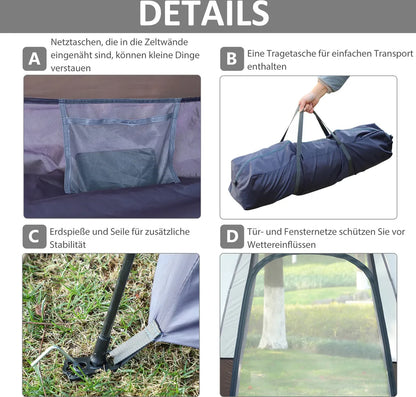  Outsunny Camping Zelt 3-4 Personen Zelt Familienzelt Kuppelzelt 210T PU3000mm Einfache Einrichtung Für Familien Trekking Festival Stahl Glasfaser Grün+Grau 240 X 240 X 195 Cm
